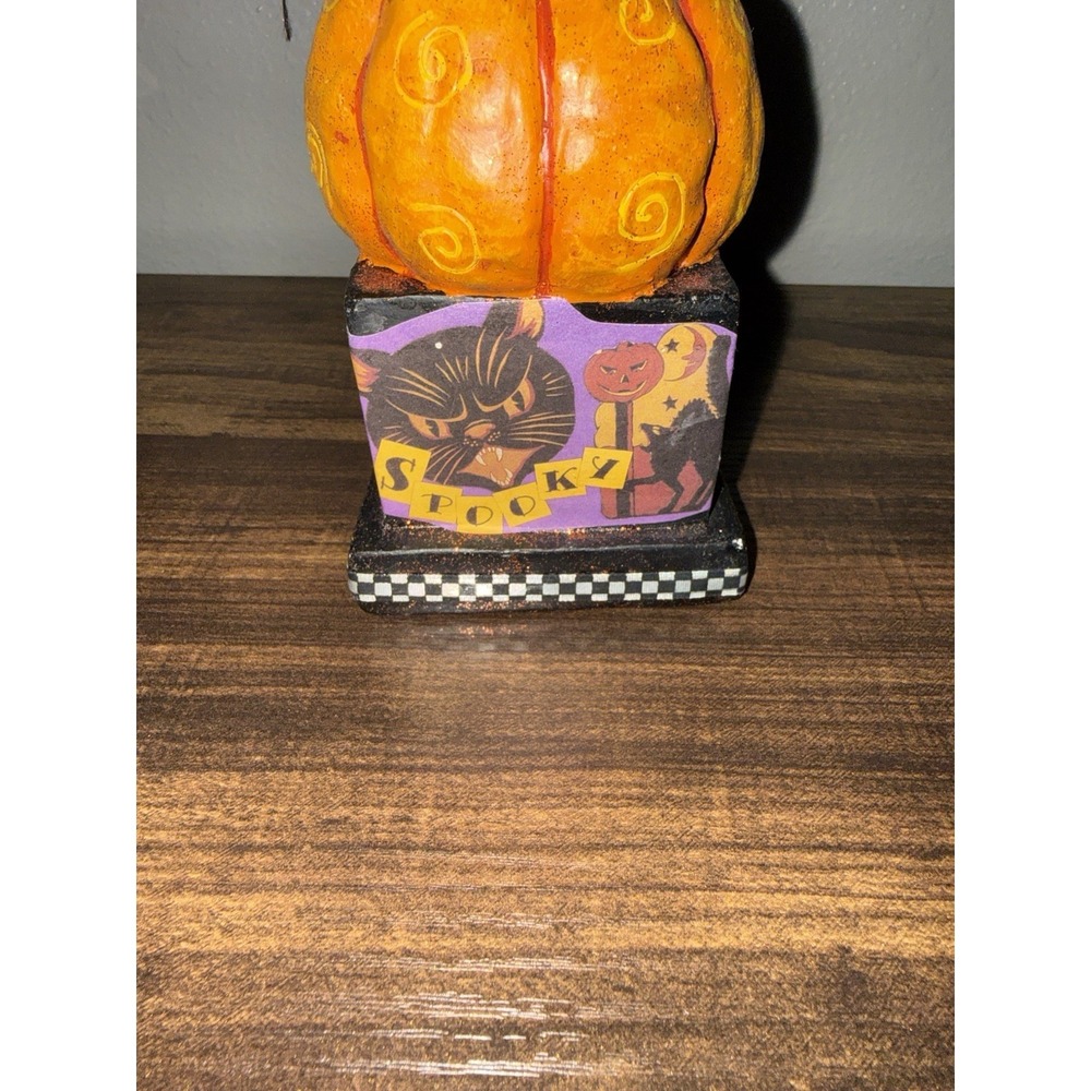 Vintage Retro Halloween Black Cat Paper Mache Figurine Seasonal Decoration - Picture 7 of 13
